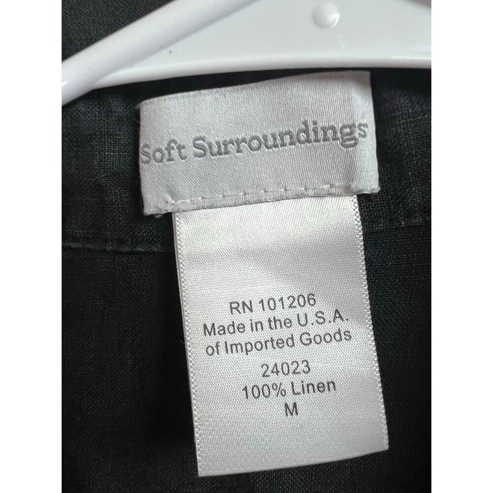 Soft Surroundings Black Washed Linen Button Up Shirt Pleated Medium - Picture 2 of 10